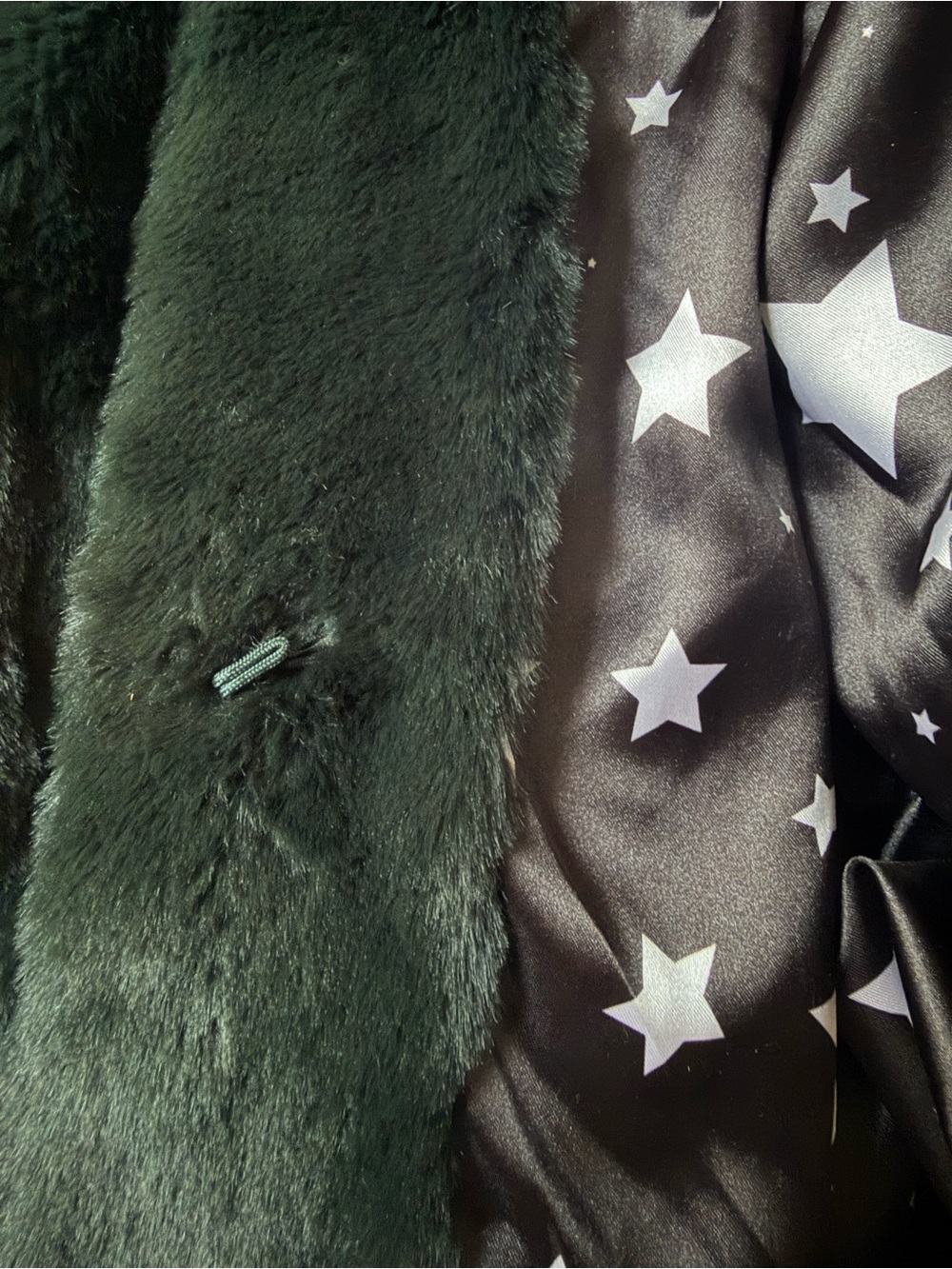 Avec Les Filles Deep Green faux fur coat with Star lining - Picture 5 of 6